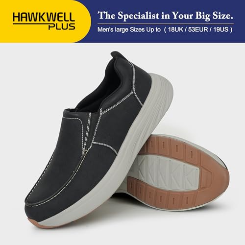 Hawkwell Plus Men's Plus Size Wide Fit Casual Loafers & Slip-Ons Lightweight Walking Sneakers US Sizes 15 16 17 18 19 Black PU, 18 M US by Hawkwell - Used condition - Image 4