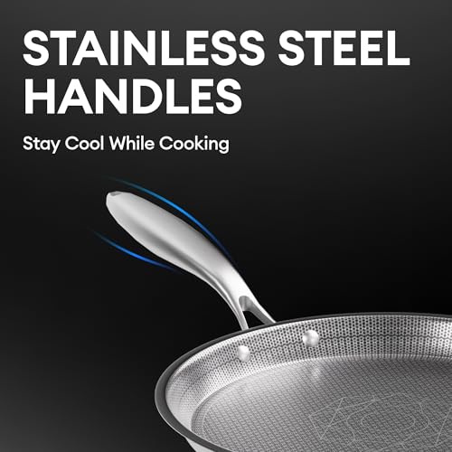 COOKER KING 10-Inch Stainless Steel Pan, Hybrid Nonstick Frying Pan, Skillet, 3-Ply Clad Cookware, Even Heat Distribution, Dishwasher & Oven Safe, with Stay-Cool Handle, Induction Compatible by COOKER KING - Image 7