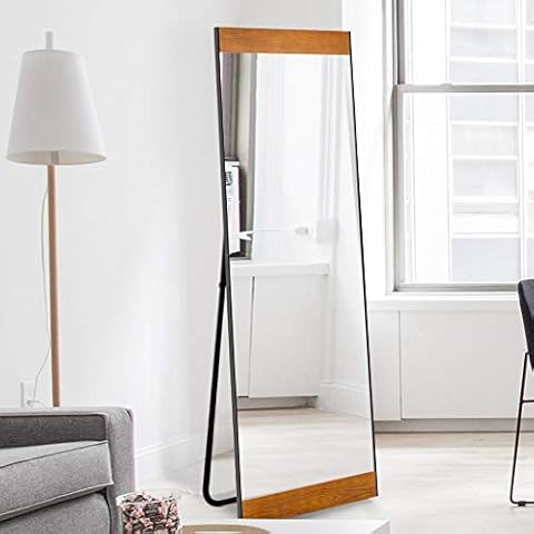 MAYEERTY Full Length Mirror 65"x22" Floor Mirror with Stand Large Mirror Bedroom/Locker Room Standing/Hanging Mirror Dressing Mirror Wall-Mounted Mirror, Solid Wood (JJ00522AAF-USAM027) Cover