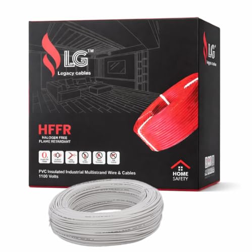 Image of LG Legacy 1.5 SQ MM | White | Fire Resistant Electrical Wire 45M | HFFR PVC Insulated Cable | 99.9% Pure Copper Single Core Multi-Strand House Wiring | Heat & Shock Resistant (White, 1.5 Sqmm)