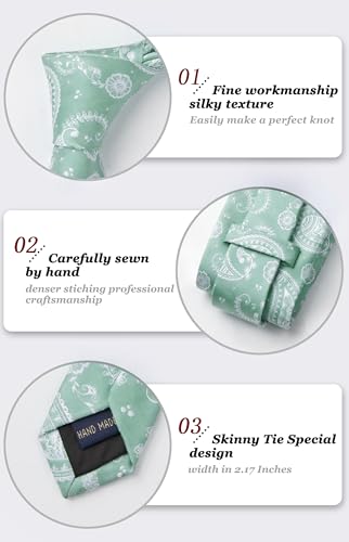 Image of HISDERN Ties for Men Paisley Floral Tie Handkerchief Classic Woven Business Formal Necktie and Pocket Square Set Wedding