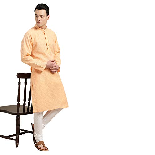 Image of SOJANYA Pastel Green Cotton Blend Kurta with Contrast Button Detailing