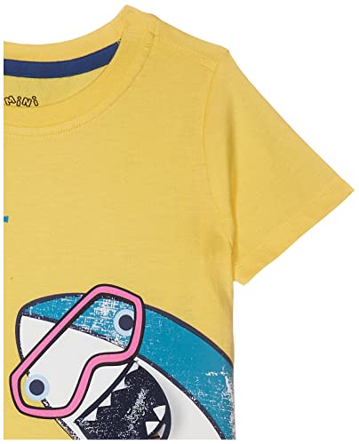 Image of miniklub Boys Yellow Printed Cotton Round Neck Pure Cotton T-Shirt