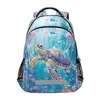 senya Backpack for Students Boys Girls Crocodile Pattern Watercolor School Bag Travel Daypack Rucksack