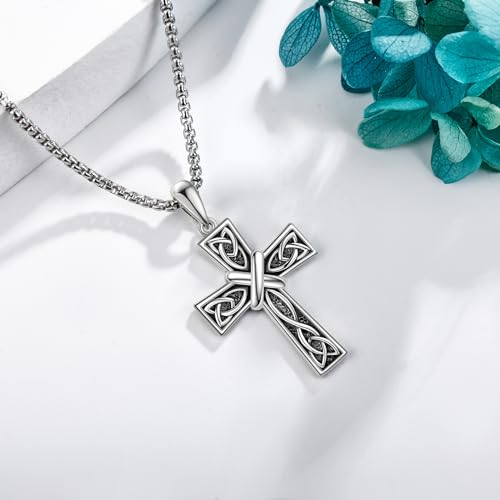 Celtic Cross Necklace for Men Women 925 Sterling Silver Cross Jewelry for Men Boys2