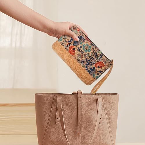 Image of boshiho Natural Cork Clutch Wristlet Wallet Cell Phone Card Holder Coin Purse Bag