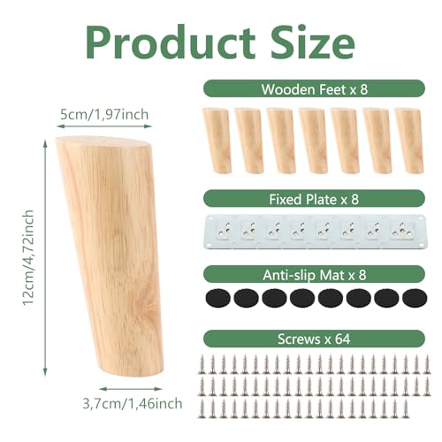 Patas mueble inclinadas redondas de 12 cm para reparar sofás hundidos y elevar armarios 3