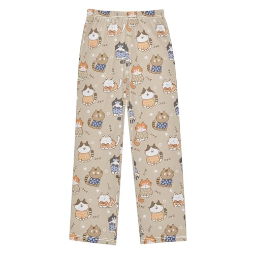 Lovely Kitten Cats Boys Long Pants Soft Trousers Elastic Waist Kids Lounge Bottoms with Pockets S-XL