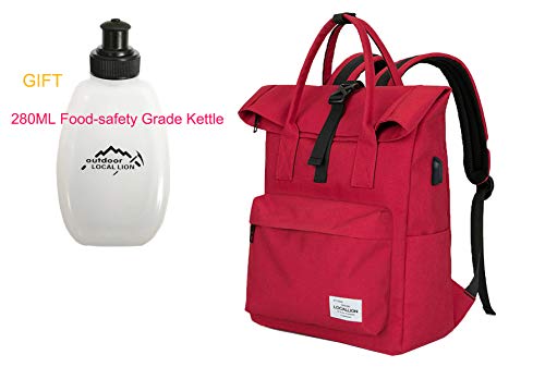 Outdoor locali Lion scuola Bookbag con grande Capacit multi-funzione impermeabile zaino da viaggio con porta USB di ricarica, donna, Red, 43x31x16cm/16.94x12.21x6.30"