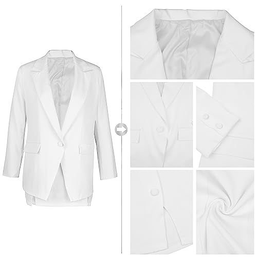 Women's 2 Piece Blazer and Skirt Suits, Open Front Blazer Jackets + Side Slit Mini Skirts