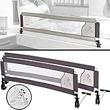 Hochwertiger Netzeinsatz Bettschutzgitter/Bettgitter (Modell: GIRAFFE) Mit süßen und lustigen Giraffen-Motiv (120 cm)