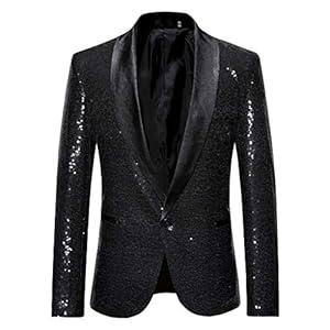 Zhen+ herenpak, jas, slimfit, colbert, blazer, herenpak, zwart, pak voor mannen, vrije tijd, glitter, kostuumjas, feestelijke pailletten, pak, party, Suits, één knoop, smoking, goud/zilver