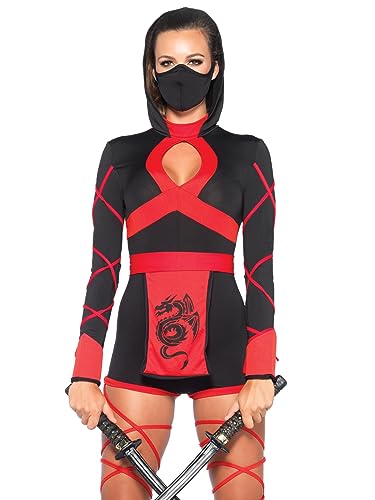 LEG AVENUE 85401 - Dragon Ninja Damen kostüm, Größe Small (EUR 36), Karneval Fasching, Black & Red