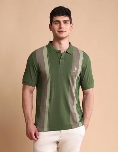 Image of U.S. Polo ASSN. Solid Slim Fit Polo T Shirts for Men - 100% Cotton, Half Sleeves Mens Tshirt