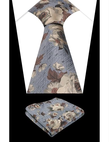 Image of Alizeal Mens 3.15'' Colorful Flower Pattern and handkerchief Necktie Set