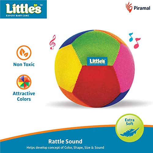 Little's Soft Plush Baby Ball with Rattle Sound | Baby Toys | Size 11 cm (Medium) | Toys for Kids | Colorful Toddler Activity Toys | Soft Toy (Image - 4)