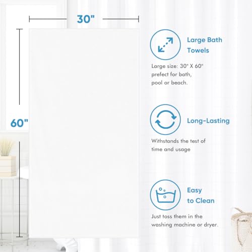 Homexcel Bath Towel Set Pack Of 4, 30 X 60 Inches Large Microfiber Bath Towels, Soft, Absorbent, And Quick Dry Towels For Bathroom thumb #4