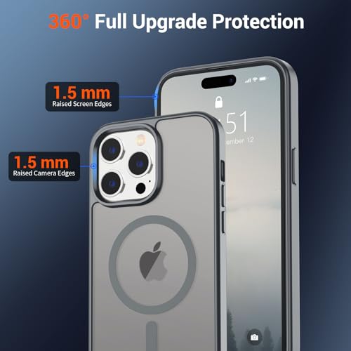 Image of SUPFINE Magnetic for iPhone 14 Pro Max Case (Compatible with MagSafe) (Military Grade Drop Protection) Slim Translucent Matte Shockproof with Anti-Fingerprint Phone Case,Gray