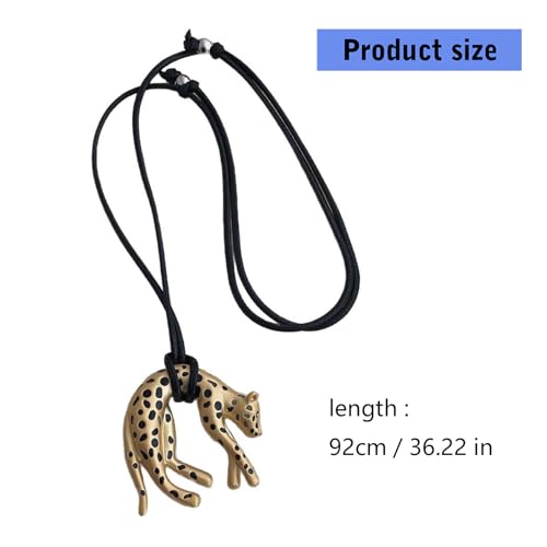 Colgante retro de leopardo en collar de aleación resistente para mujer 3