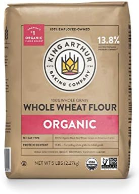 King Arthur, 100% Organic Whole Wheat Flour, 100% Whole Grain, Non-GMO Project Verified, 5 Pounds