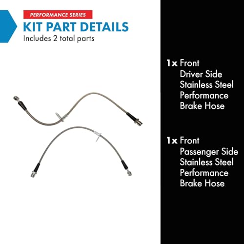 Image of TRQ Front Performance Brake Hose Set Compatible with 2003-2006 Subaru Baja 2003-2008 Forester 1999-2001 Legacy 2000-2009 Outback
