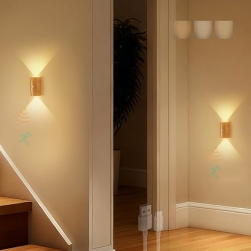 Lámparas de pared LED con sensor para iluminar escaleras y dormitorios sin cables
