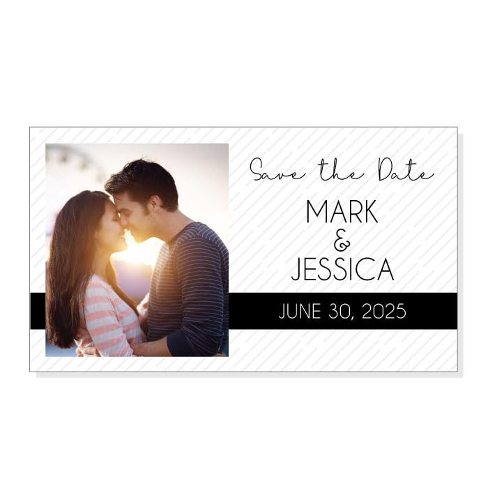 Save the Date Classic Black and White Wedding Magnets with Photo (set of 30)