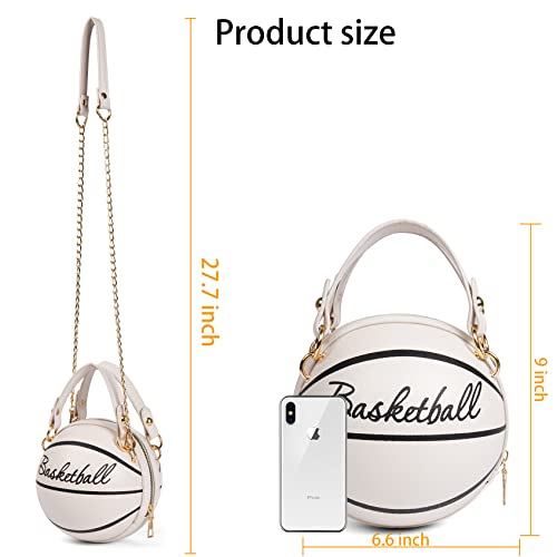 Women's Basketball Bag Basketball-Shaped Crossbody Bag Handbag Girl Mini One-Shoulder PU Leather Round Handbag…2