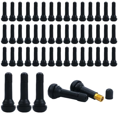 50 Stück Reifenventil TR414,Autoventil mit Staubschutz,Gummireifenventil Ventil Autoreifen,Snap In Ventil Geeignet für Autos LKWs Motorräder Usw