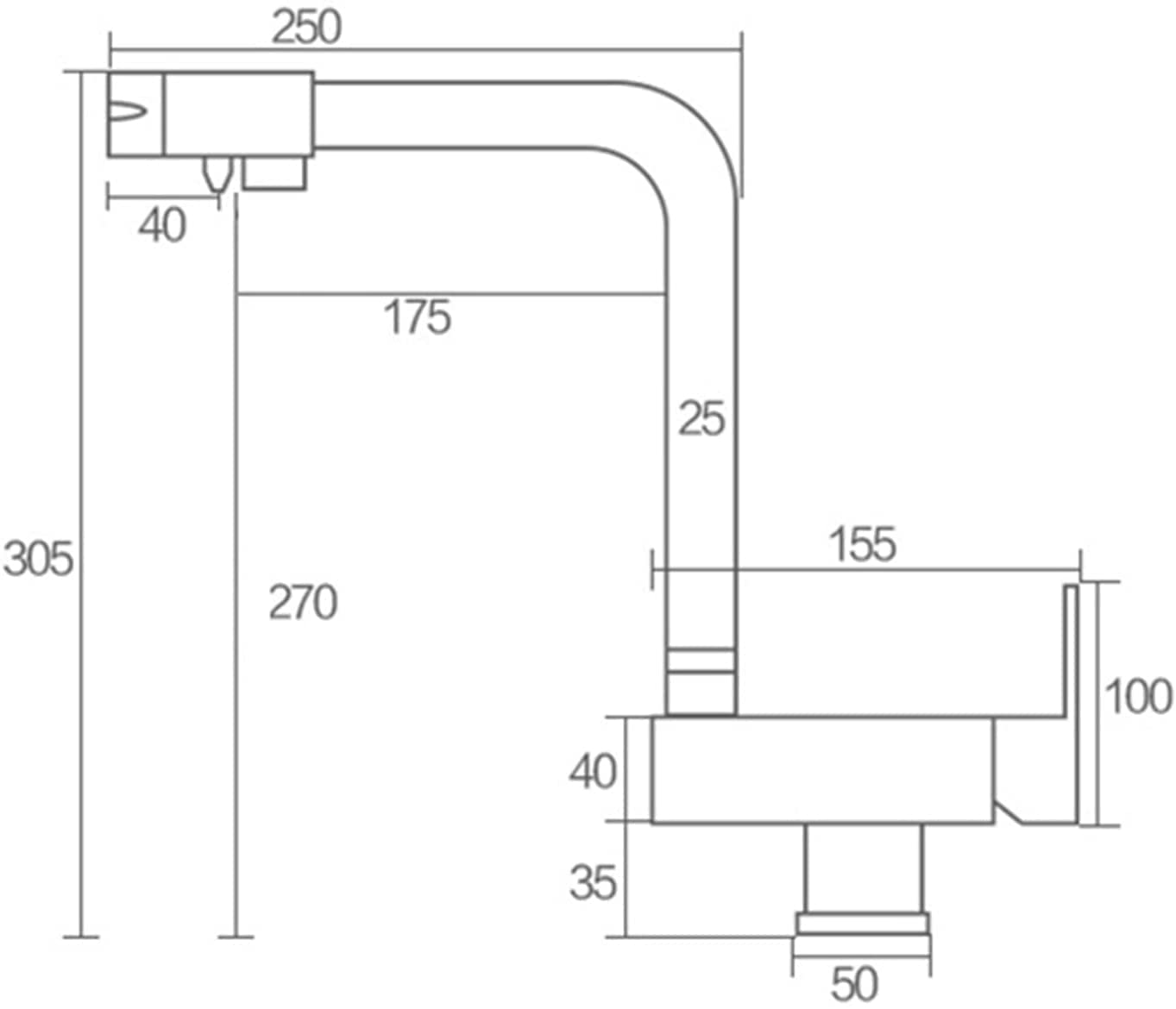 Grifo de cocina de 3 vías con rotación de 360°, grifo mezclador negro cepillado para sistema de ósmosis inversa, instalación de ventana delantera, diseño duradero y elegante 3 en 1