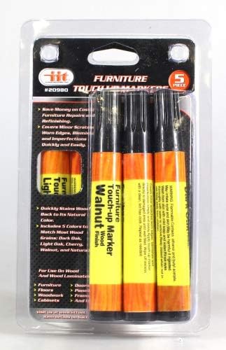 IIT 1 X 5-Color Wood Floor Furniture & Woodwork Scratch Cover Touch-Up Pens, Multi