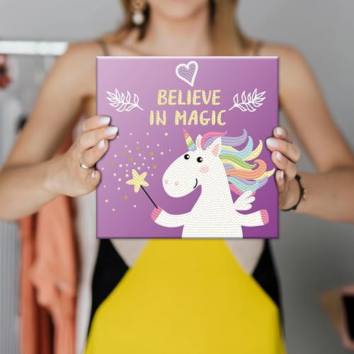 Image of DIAMOND DOTZ Believe in Magic Dotz Box Unicorn Diamond Painting Kits for Adults - Diamond Art Kits a Relaxing Creative Craft Kit with Dotz Gems 8.7 inchx8.7 inch