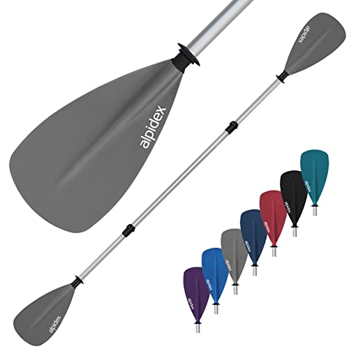 ALPIDEX 2 in 1 Paddel SUP Kajak Verstellbar Leicht Doppelpaddel Teleskoppaddel 160-207cm Aluminium Stechpaddel Stand Up Paddle Board Kajakfahren, Farbe:grau