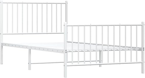 Miniatura 4 de Metal Bed Frame with Headboard Bed Frame Full Platform Bed Full Metal Bed Frames Full Bed Frame with Headboard and Footboard White 39.4"x78.7"