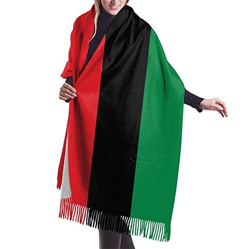 Pan African flag Womens Winter Scarf Cashmere Feel Shawl Wrap Soft Warm Blanket Scarves Fringe Scarf2
