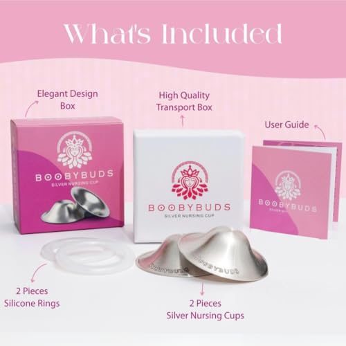 Image of The Original Silver Nursing Cups for Breastfeeding Mothers - 999 Silver Breastfeeding Cups & Nipple Covers - Universal Fit - Nickel Free