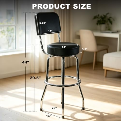 Image of Big RED Swivel Bar Stool with Backrest