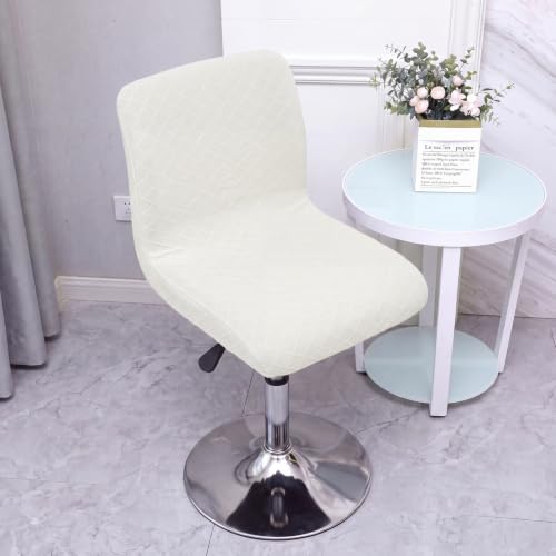 Image of WOMACO Bar Stool Cover with Back Jacquard Fabric Dining Room Square Swivel Barstool Chair Seat Cushion Slipcover for Counter Height Mid Low Back Chair Protector (Ivory, 2PCS)
