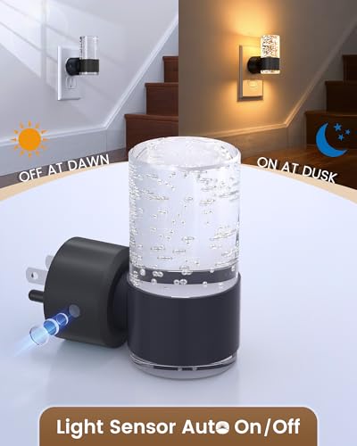 Image of NIORSUN Night Light Plug into Wall, Dimmable Nights Lights with 3 CCT & 5 Brightness Levels, Slim Acrylic Plug in Night Light, Auto Dusk to Dawn Sensor for Stairs, Hallway, Bathroom(6 Pack, Black)