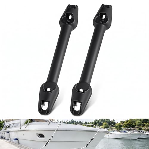 Hungdao 2 Pack Boat Mooring Snubber Dock Line Fits 3/8 - 7/16 (9.5-11mm) Rope Heavy Duty Rubber Marine Dock Shock Absorber for Boats up to 20 ft (Black Small)