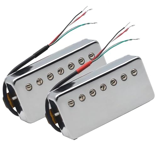 クロームメッキ 7 弦ギターブラスカバーハムバッカーピックアップ調整可能なネジコイル分割ピックアップ エレキギターピックアップセット