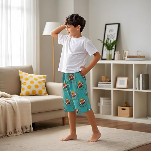 ALAZA American Football Leaf Crown Pajama Shorts Elastic Waist Casual Sleep Shorts with Pockets Size 6-144
