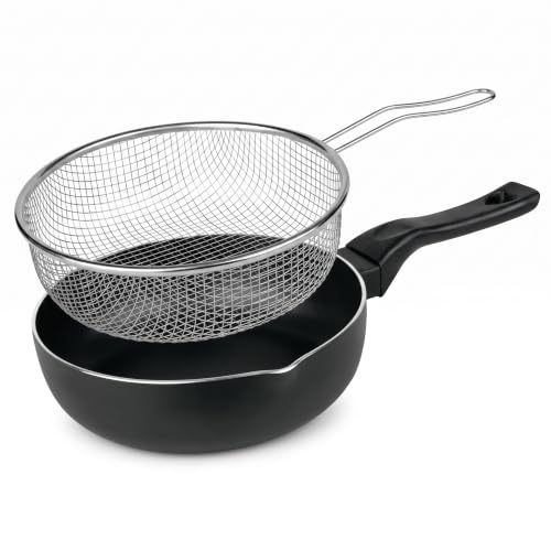 LS Kitchen - Poêle friteuse avec panier - induction rapide - Noire - 28 cm