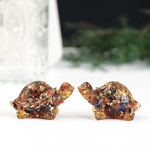 Nupuyai 2pcs 7 Chakra Crystal Stone Animal Turtle Statue Set - Image 4