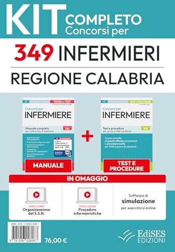 Kit completo del Concorso per 349 Infermieri Regione Calabria. Manuale, test, video-lezioni, video-corso, software