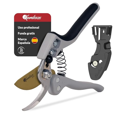 Kamikaze Tijeras Podar Profesional KM1-M Force.20mm Ø. Hoja Teflonada y Acero Templado SK-5.Tijeras Jardinería. Mango ergonómico efecto palanca.