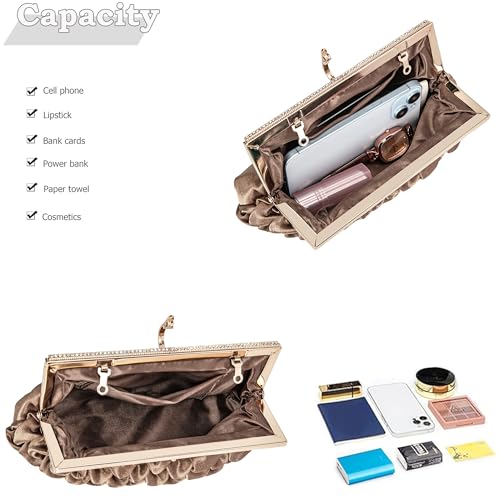 Image of Classic Satin Clutch Bag Diamante Embellished Formal Evening Handbag for Wedding Prom Party Purses