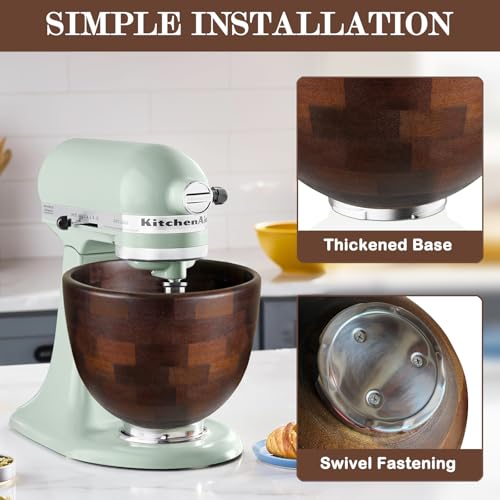 Tazón de Madera de Acacia Compatible con KitchenAid 4.5 & 5 QT miniatura 3