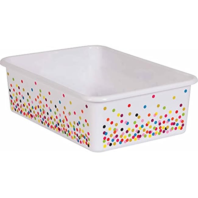 Teacher Created Resources TCR20895-3 Plastic Large Confetti Storage Bin, 11.5-Inch x 16.25-Inch x 5-Inch, Multicolored, Pack of 3