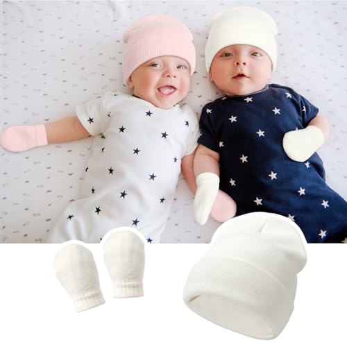 Image of Baby Beanie Hat Gloves Set, Kids Winter Warm Knit Hat with glvoes,Toddler Soft Beanie for Little Boys Little Girls Children